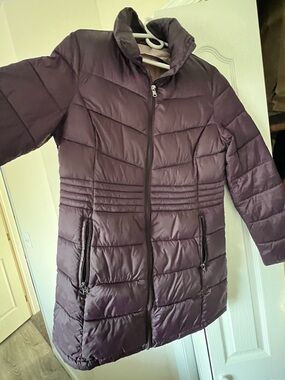 G.H. Bass & Co. Quilted Long Puffer Coat in Plum